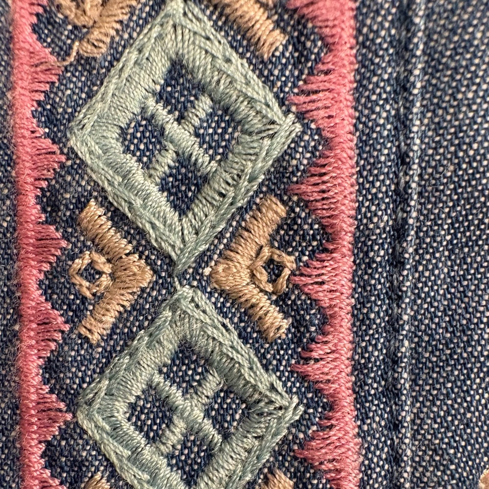 NWT J. Jill Floral Embroidered Open Front Lightweight Chambray Jacket Women’s Lg - Picture 5 of 14